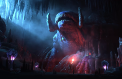 Subnautica Below Zero Steam-skärmdump som visar en frusen leviathan i en grotta