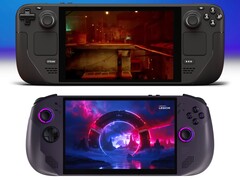 Steam Deck OLED (överst) och Lenovo Legion Go S (nederst). (Bildkälla: Valve och Best Buy, redigerad)