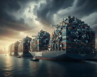 747.000 ton elavfall återvanns i Tyskland för utvinning av värdefulla råvaror. Detta motsvarar den enorma lastkapaciteten hos sju av världens största containerfartyg. (Bild: Google Gemini AI)