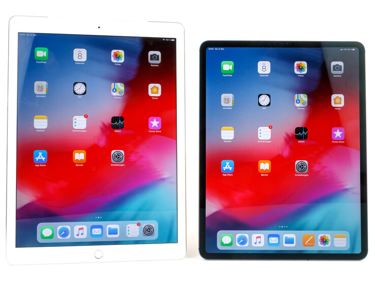 The first-generation Apple iPad Pro 12 and the third-generation iPad Pro 12.9 from left to right