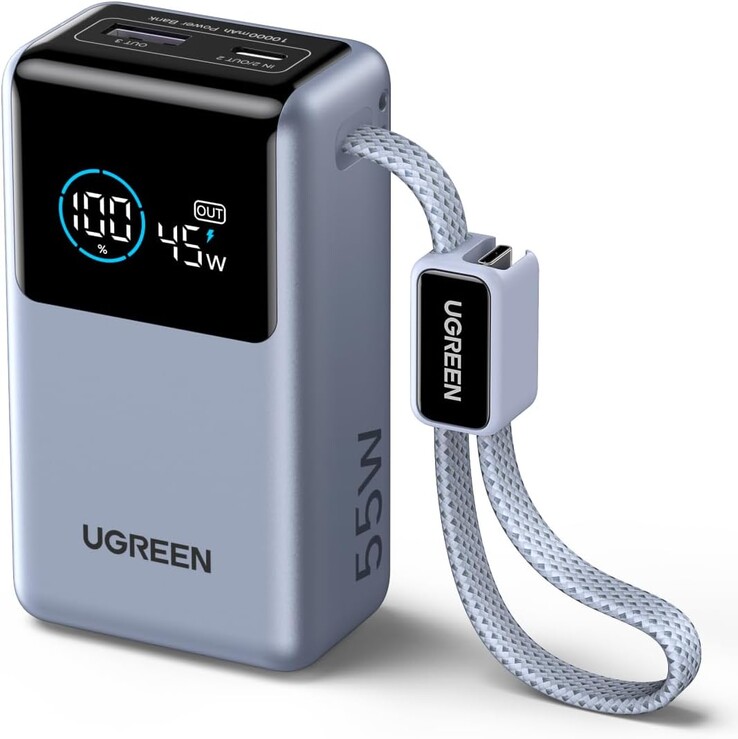 Ugreen 55W Power Bank 10.000 mAh med integrerad kabel. (Bildkälla: Amazon)