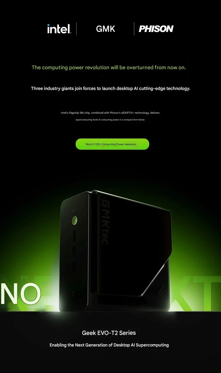 GMKtec Evo-T2 minidator kommer att vara utrustad med Intels Panther Lake-processorer.