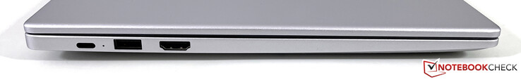 Till vänster: USB-C 3.2 Gen. 1 (laddning), USB-A 3.2 Gen. 1, HDMI