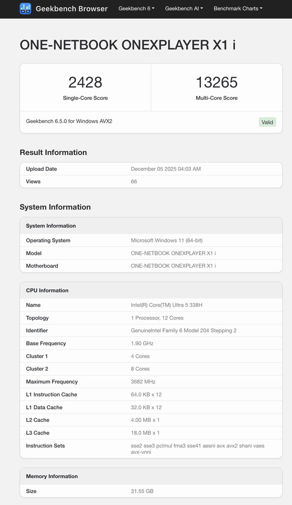 (Bildkälla: Geekbench)