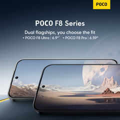Poco F8 Pro kommer att vara mycket mindre än Poco F8 Ultra. (Bildkälla: Xiaomi)