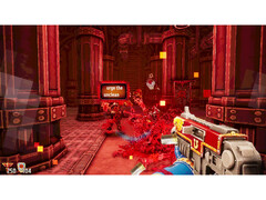 En skärmdump från Warhammer 40,000: Boltgun - Words of Vengeance som visar upp det typningsbaserade gameplayet. (Bildkälla: Steam)