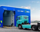 Batteribytesstation för tunga lastbilar.