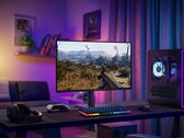 Alienware AW2726DM 27-tums OLED-spelmonitor visas upp på skrivbordet