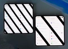 Google Pixel 10 Pro Fold (höger) flimrar mycket mindre än sin föregångare. (Bildkälla: Android Central, YouTube)