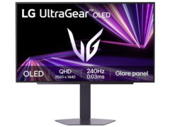 LG UltraGear 27GX704A (bilden) kommer med en blank OLED-panel. (Bildkälla: LG Japan)