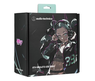 Audio-Technica Hatsune Miku ATH-M50xSTS-USB MIKU-headsetet är förpackat i en illustrerad låda i begränsad upplaga. (Bildkälla: Audio-Technica)