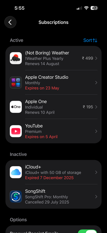 Jag betalar 195 INR per månad i Indien för hela paketet Apple One - användare i USA får betala 19,95 USD.