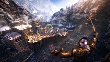 En bild som visar en fästning i Middle-earth: Shadow of War.