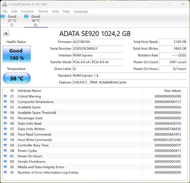 ADATA SE920 fungerar med PCIe 4.0 x4