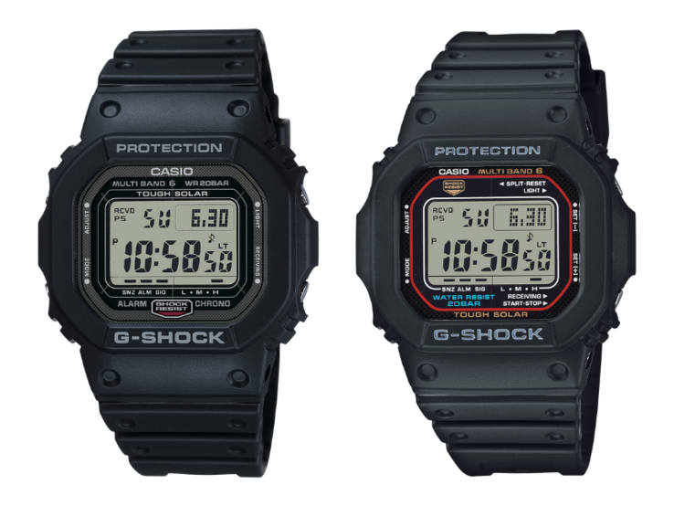 Casio G-Shock GW5000U-1-klockan (vänster) och GWM5610U-1-klockan (höger). (Bildkälla: Casio)