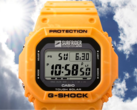 Casio Surfrider Foundation Japan samarbetsklocka (bilden) har ett ljust, soluppgångsgult boett och armband tillverkat av biobaserat harts i blandade färger. (Bildkälla: Casio)