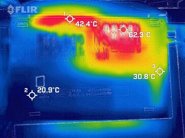 Ladda värmekarta, nedre delen: De 62,3 °C avser själva kylaggregatet.