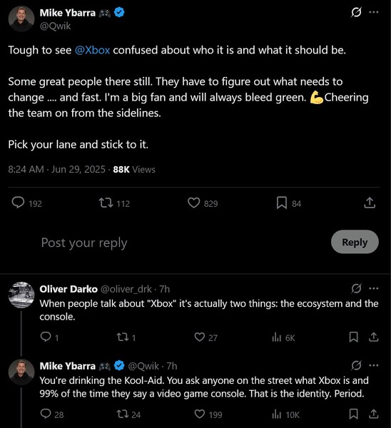 Mike Ybarra X inlägg på Xbox-identitet (Bildkälla: skärmdump, Mike Ybarra X-konto)