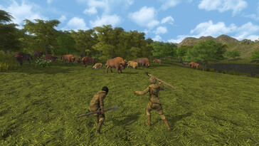 En bild som visar en jaktscen i Dawn of Man.