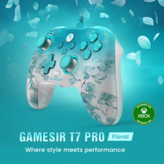 GameSir T7 Pro har ett blommönstrat matt skal och en halvgenomskinlig design (Bildkälla: GameSir)