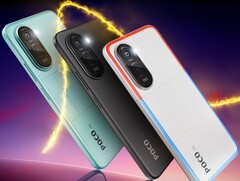 Poco M7 Plus i färgerna Aqua Blue, Carbon Black och Chrome Silver. (Bildkälla: Poco)