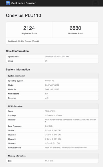 (Bildkälla: Geekbench)