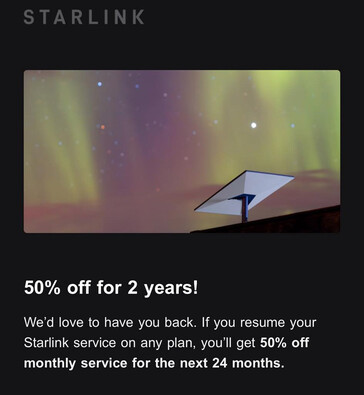 Erbjudandet om 50% rabatt på månadsavgiften för Starlink i USA. (bildkälla: Sam Miller/FB)
