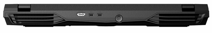 Baksidan: HDMI 2.0, 2x Mini DisplayPort 1.4, ström