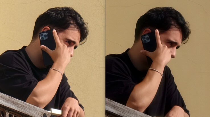 Jämförelsen är också tydlig här. Vänster: Med telekonverter vid 400 mm. Till höger: Utan telekonverter