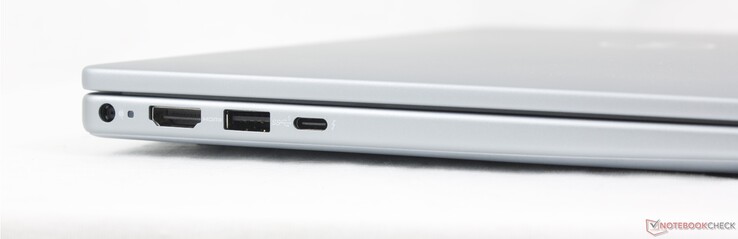 Vänster: Nätadapter, HDMI 1.4, USB-A 3.2 Gen. 1, USB-C m/ Thunderbolt 4 + DisplayPort + Power Delivery