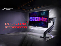 Asus visade upp XG248QSG på Computex 2025. På bilden: reklambild av gamingmonitorn. (Bildkälla: Asus - redigerad)