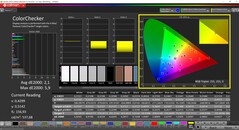 CalMAN ColorChecker (profil: AdobeRGB, målfärgrymd: AdobeRGB)