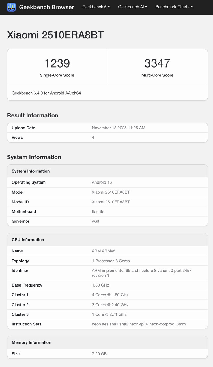 (Bildkälla: Geekbench)