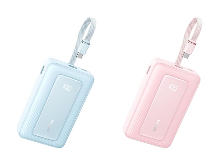 Den blå (vänster) och rosa (höger) versionen av Anker Zolo Power Bank (20K, 45W) (Bildkälla: Anker)