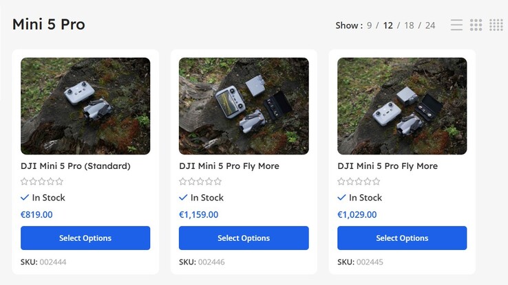 Tre DJI Mini 5 Pro-paket är redan tillgängliga för beställning från en DJI-återförsäljare på Cypern.