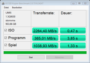 Tester av AS SSD-filkopiering