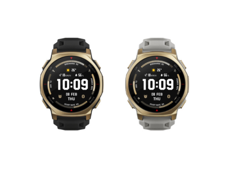 Versionerna Black Gold (vänster) och Arctic Gold (höger) av Amazfit T-Rex 3 Pro 44 mm smartklocka. (Bildkälla: Amazfit)