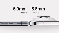 iPhone Air: Apple&#039;s tunnaste telefon någonsin verkar inte så tunn jämfört med iPhone 6, men den är sannolikt mycket mer robust. (Bildkälla: Reddit)