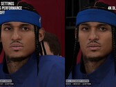 Visuell skillnad i teckenåtergivning i NBA 2K27 med och utan DLSS 5.
