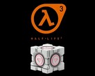Dbrands tyngda Companion Cube syns nedanför Half-Life 3-logotypen