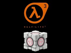 Dbrands tyngda Companion Cube syns nedanför Half-Life 3-logotypen