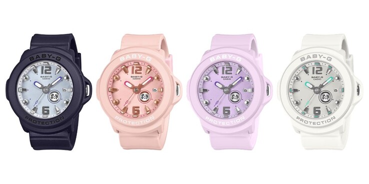 Från vänster till höger: klockorna Casio BGA-15K-2A, BGA-15K-4A, BGA-15K-6A och BGA-15K-7A