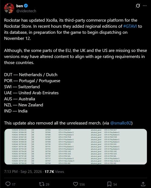 Rockstar Store – regionala koder för GTA 6 visas