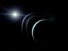 En konstnärsillustration som visar Uranus och några ringar.