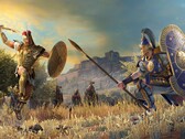 En bild som visar en duell mellan två hjältar i spelet A Total War Saga: Troy.