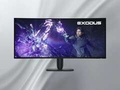Framsidan av Alienware AW3926QW 5K OLED-monitor visas