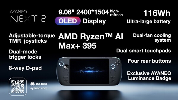 Ayaneo Next 2 kommer att ha en variant med en Ryzen AI Max+ 395-processor.