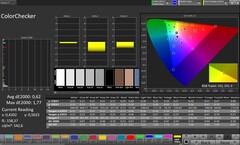 Täckning av display: Färgnoggrannhet (Profil: Professional, Målfärgrymd: sRGB)