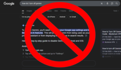 Gemini-resultat visas med varje klick på sökknappen och att stänga av det är olika på varje enhet förutsatt att det ens är möjligt (Bildkälla: Notebookcheck / Google)