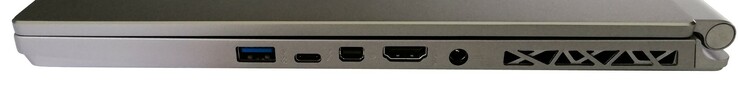 Höger: USB 3.1, Thunderbolt 3, MiniDisplayPort, HDMI, DC-in